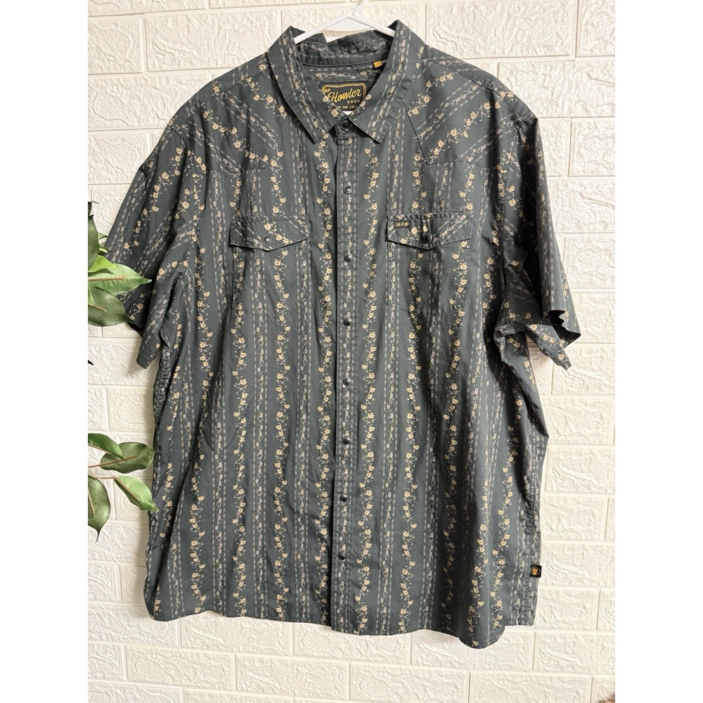 Howler Brothers H-Bar-B Men's Pearl Snap Short Sleeve Floral Shirt 2XL Multi